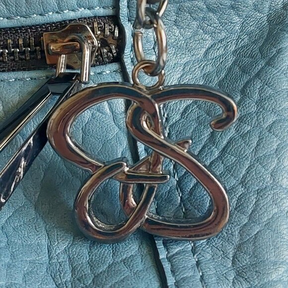 Slate Blue Jessica Simpson Crossbody Bag; zip top and front pockets - Picture 9 of 12